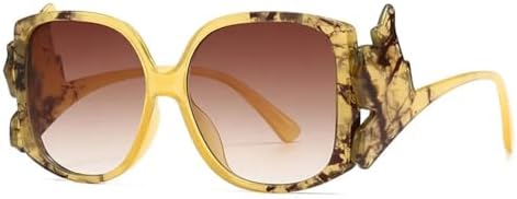 

Разноцветные солнцезащитные очки для женщин в стиле ретро с градиентными линзами, защита от УФ-излучения UV400, синий леопардовый принт, мужские солнцезащитные очки MTZJH, C6 Yellow Tea