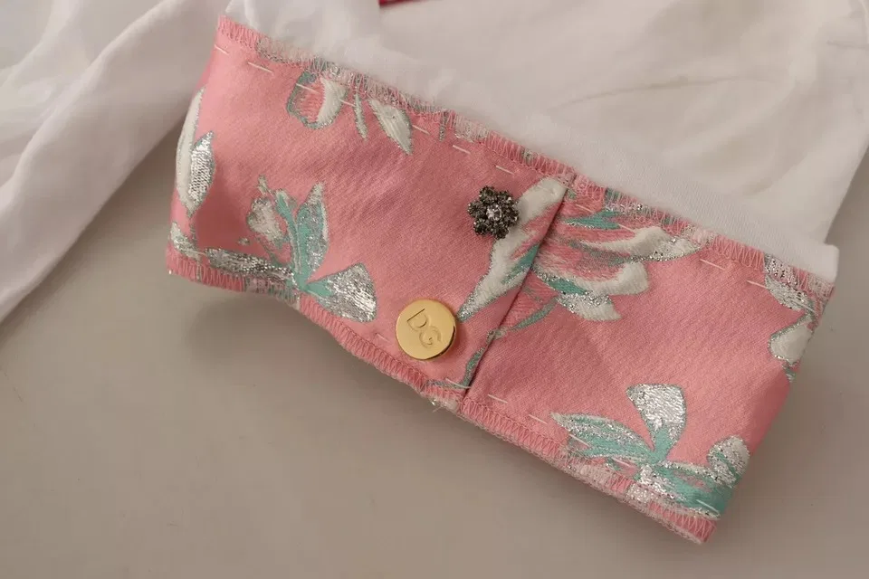 Женская блуза с широким воротником и логотипом Sartoria T-shirt Button Wide Collar Top Dolce & Gabbana, White — фото 4
