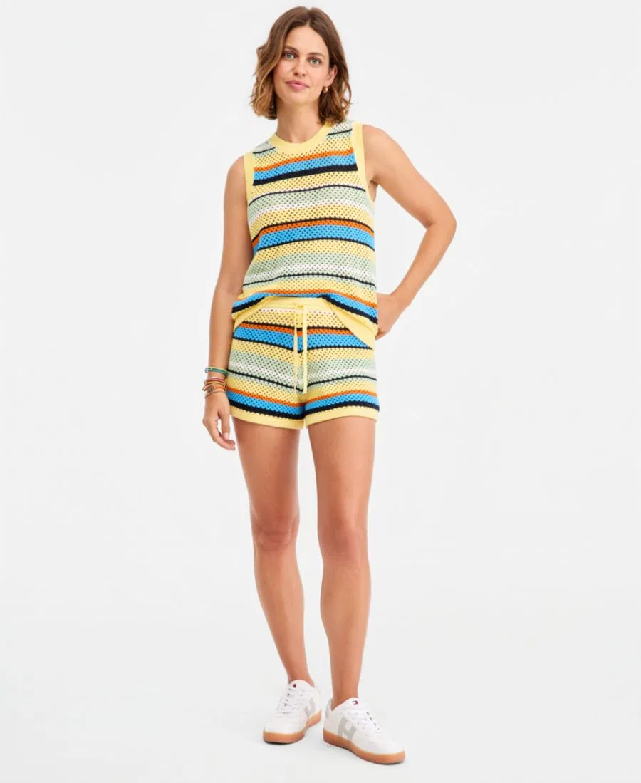 Женский вязаный крючком топ без рукавов Tommy Hilfiger, Multicolor Stripe — фото 3