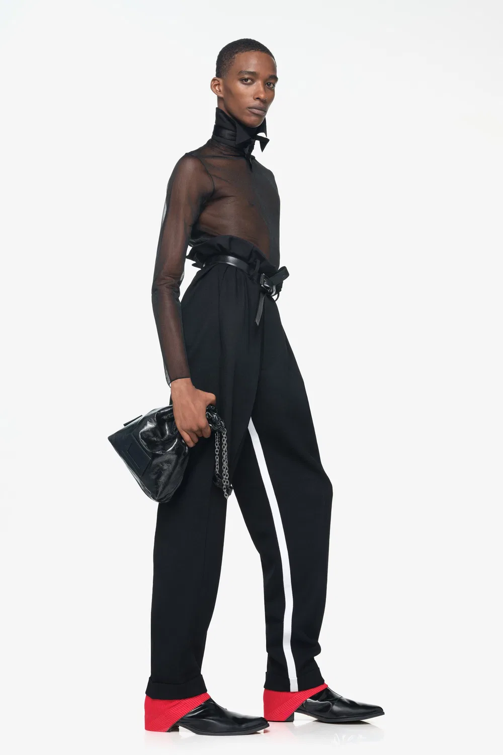 Брюки из 100% шерсти в контрастную полоску, лимитированная серия ZARA, черный — фото 2