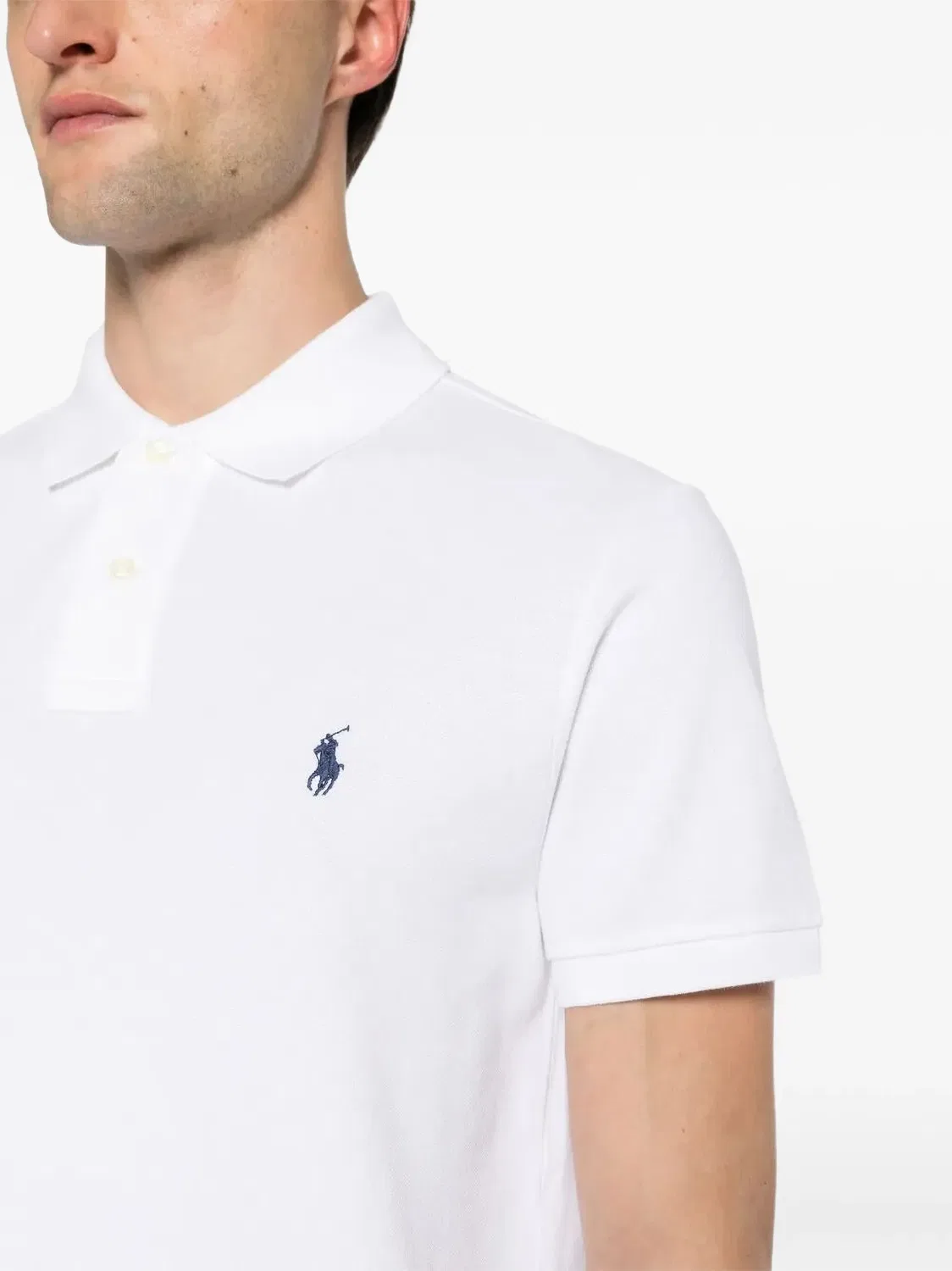 Рубашка поло белая хлопковая Polo Ralph Lauren, белый — фото 2