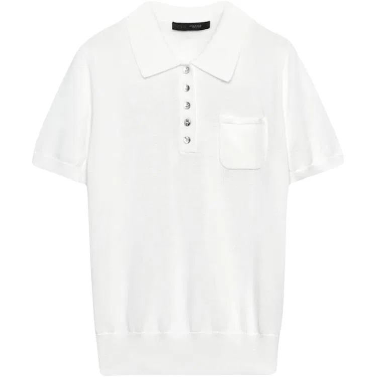 Женская футболка-поло с принтом Moderate Nipped In Waist, ZARA, White