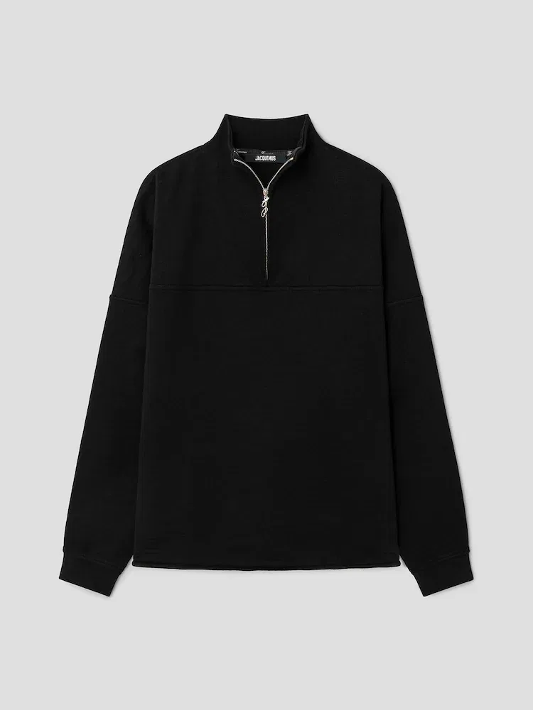 Свитер с четверть-застежкой, оверсайз JACQUEMUS, Black