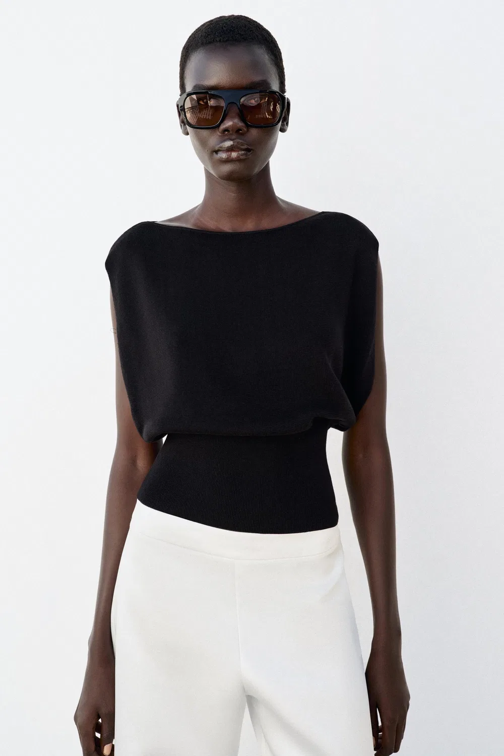 Атласные брюки-бочки ZARA, Oyster-white — фото 3