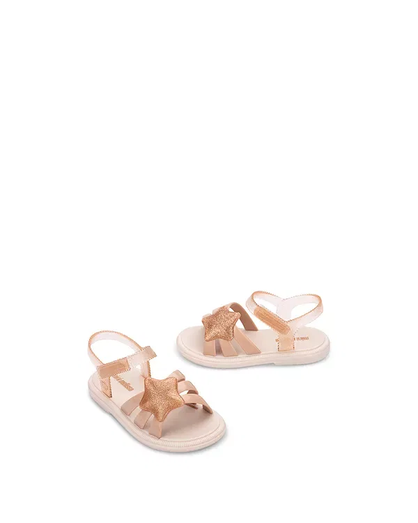 Детские сандалии для девочек с блестящей звездой Mini Melissa, Beige/Glitter — фото 2