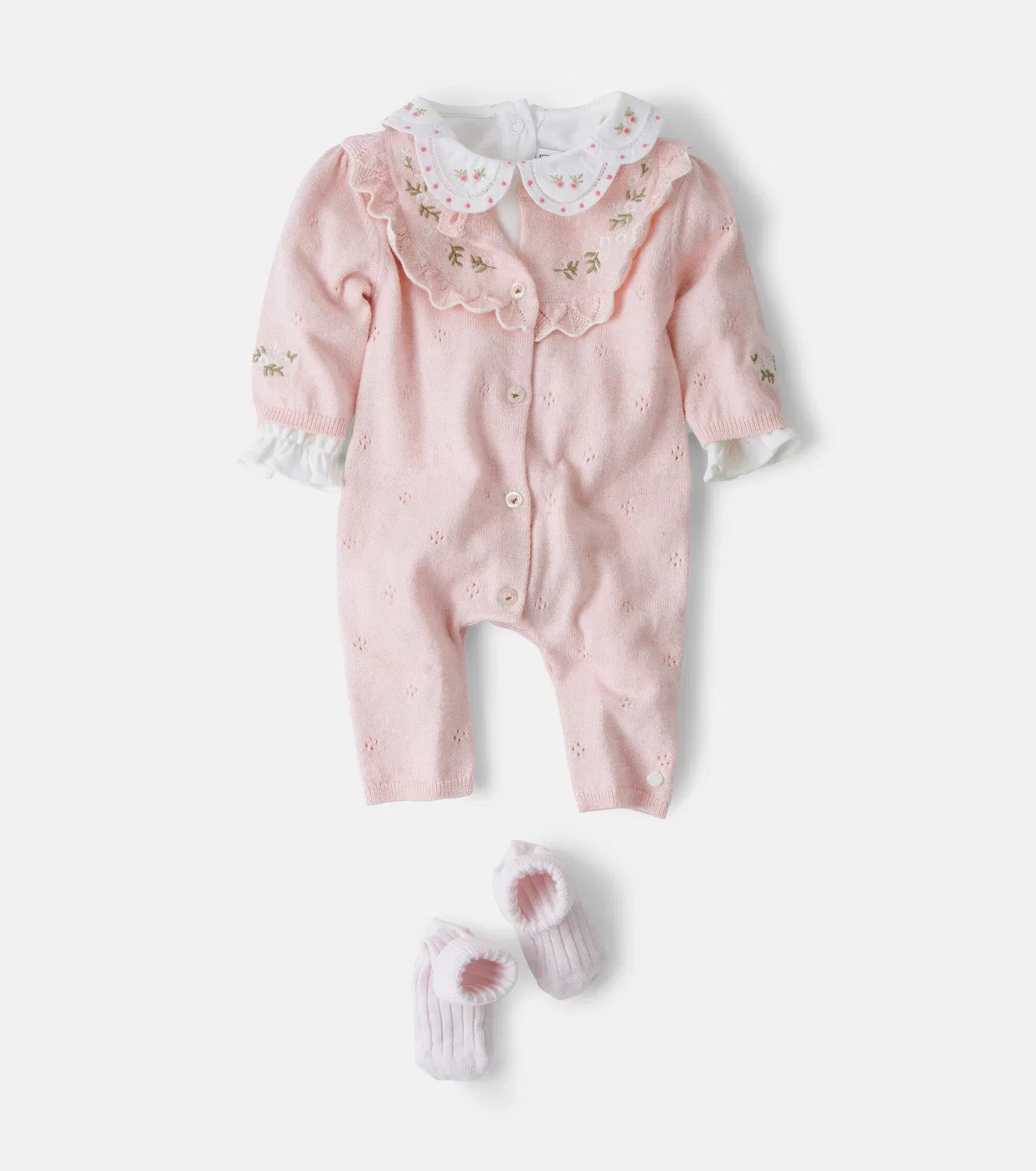 Комбинезон хлопковый с кашемиром Baby pointelle Tartine Et Chocolat, розовый — фото 2