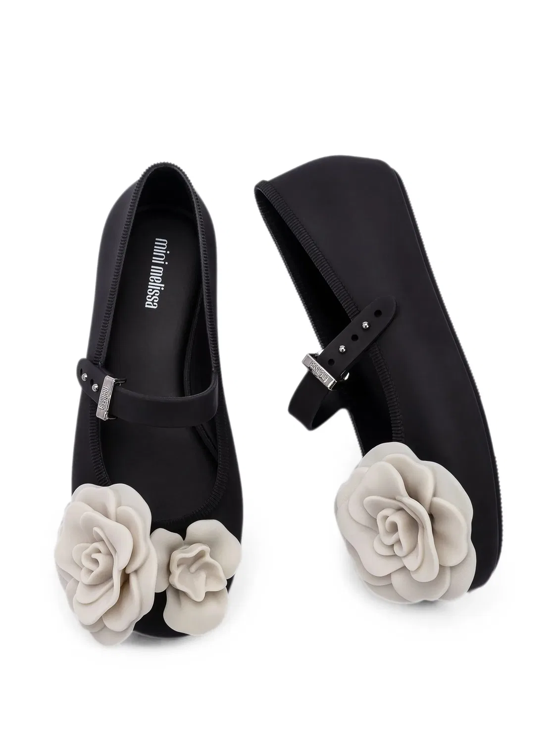 Балетки с цветочным декором Mini Melissa, черный — фото 3