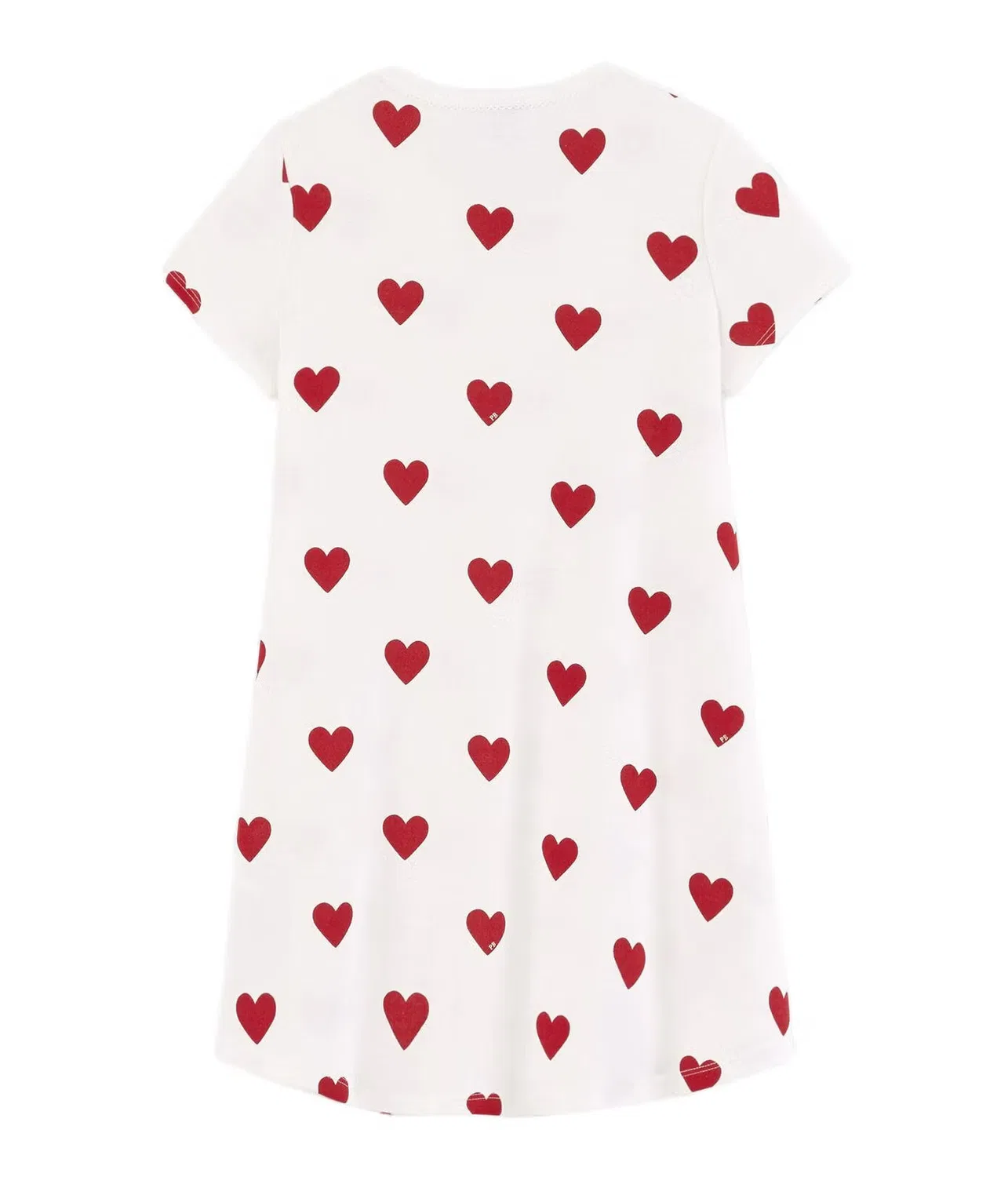 Ночная сорочка с принтом сердечек хлопковая Petit Bateau, белый
