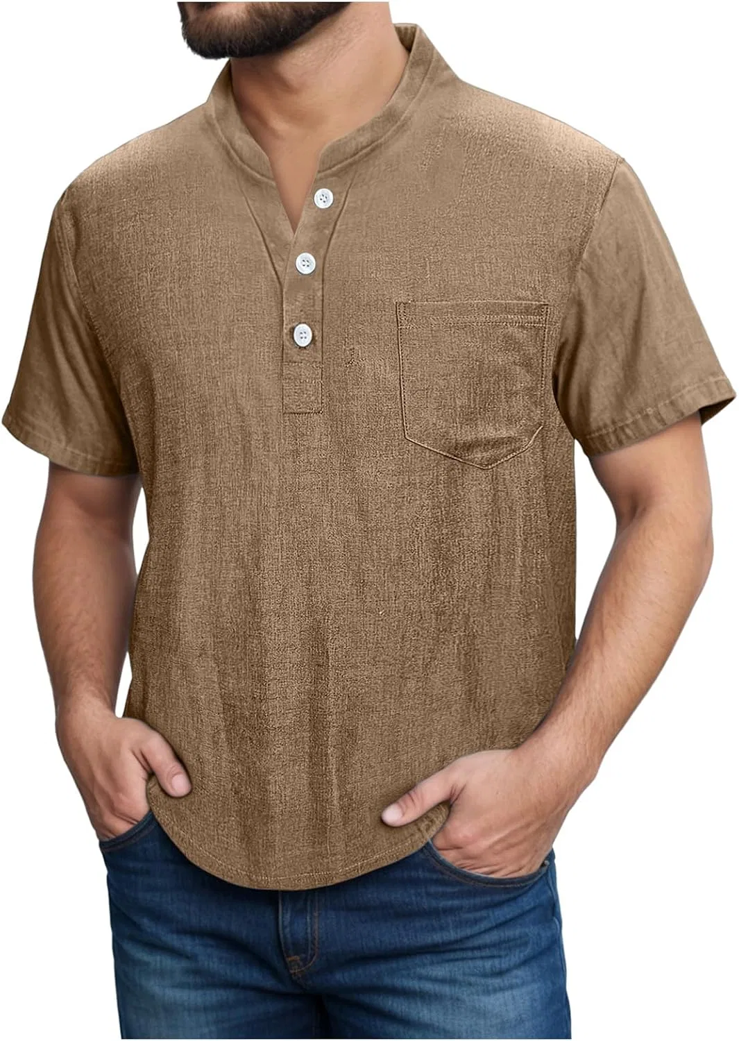 Мужская повседневная рубашка-поло с пуговицами Relaxed Fit, Khaki