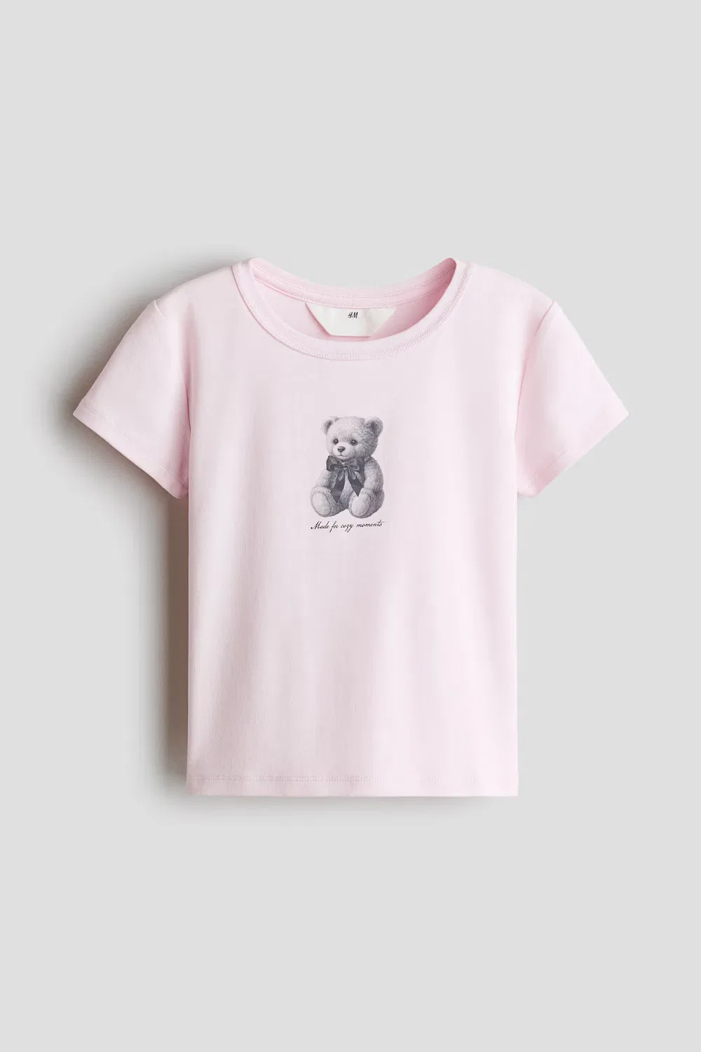 Хлопковая футболка с принтом H&M, Blassrosa/Teddybär