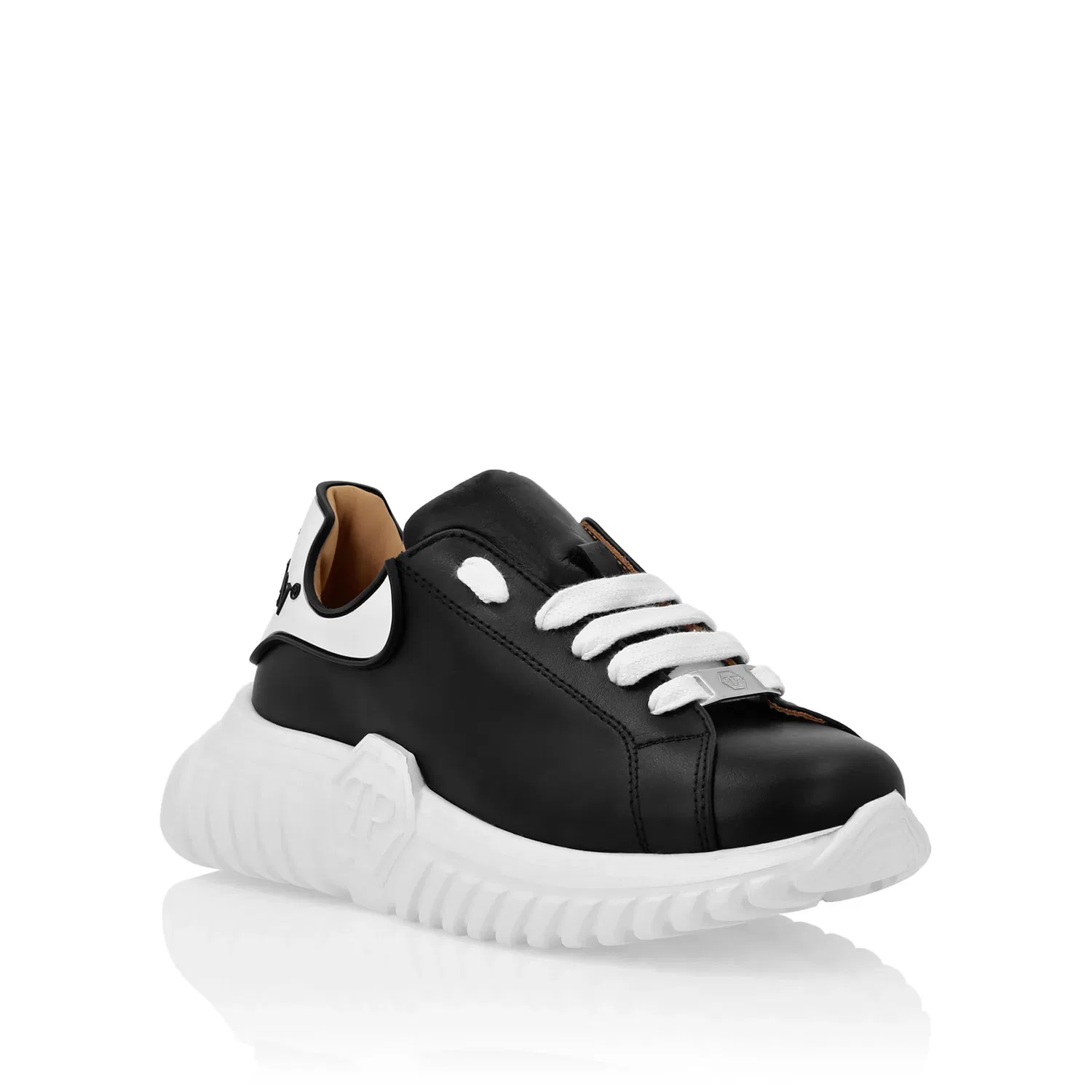 Детские кроссовки на низкой подошве Hexagon PHILIPP PLEIN, Black/White