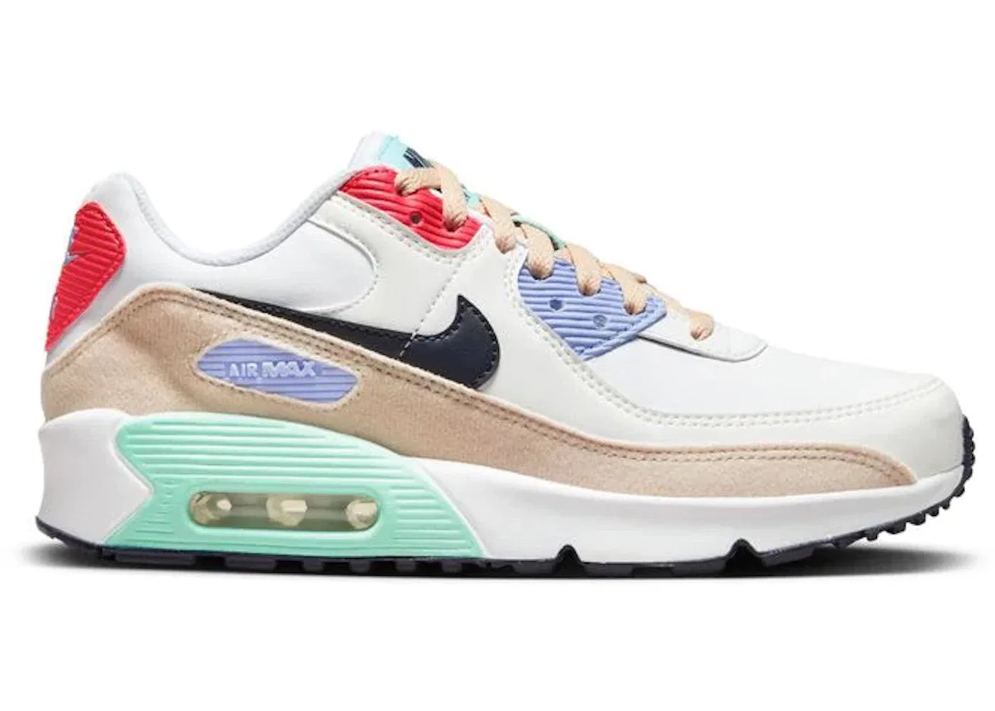 Детские кроссовки Lifestyle Nike Air Max 90 Leather, White Sanddrift Cobalt Bliss Obsidian