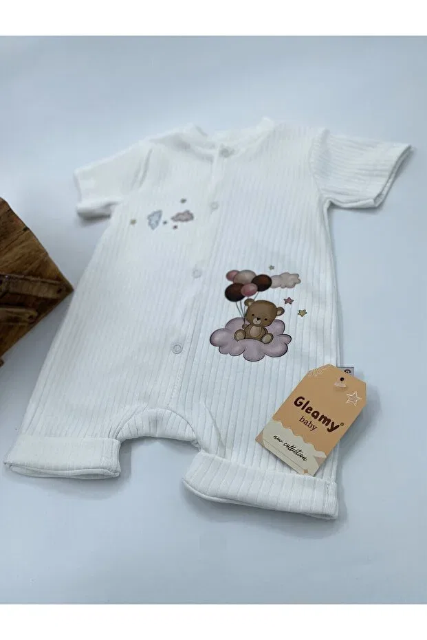 Детское боди-комбинезон с принтом Teddy Bear Cloud Gleamy, White — фото 2