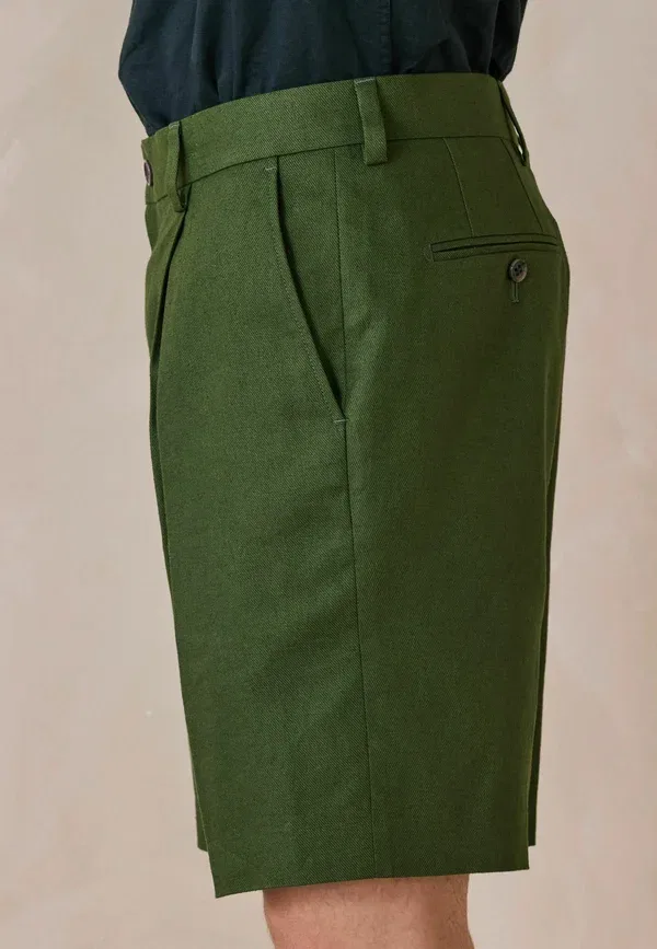 Шорты Next, Regular fit relaxed fit linen blend formal shorts, зеленый — фото 3