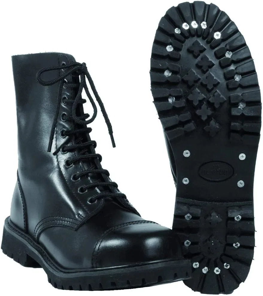 Ботинки Mil-Tec - Invader 10 hole boots black steel toe cap leather shoes Ranger