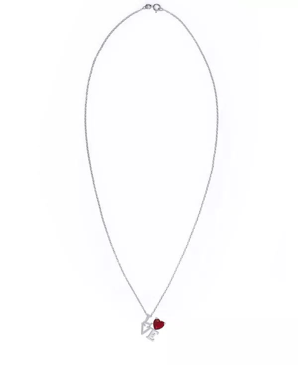 

Ожерелье с подвеской «любовь» из искусственного рубина в тонкой серебряной пластине Macy'S, silver