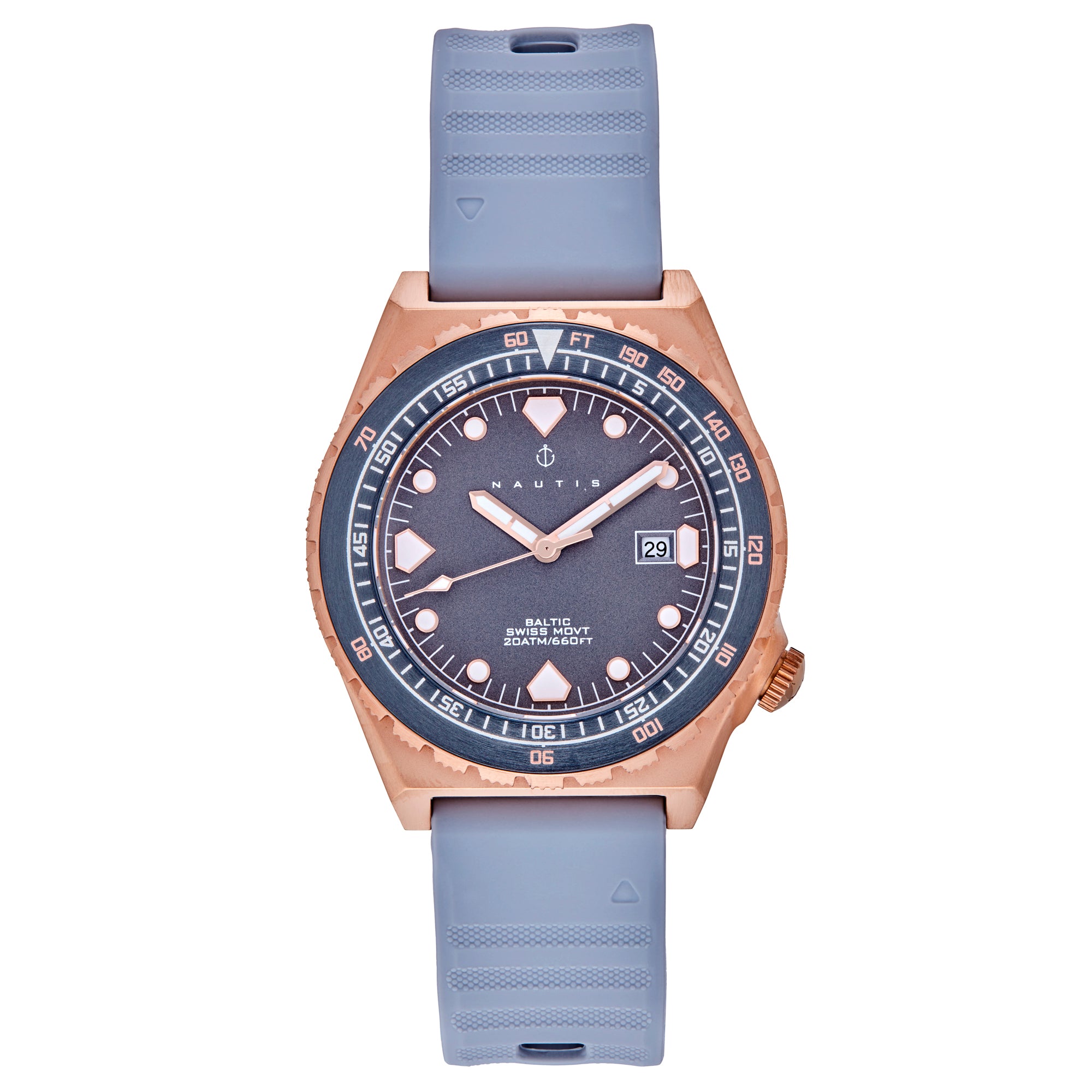 

Часы на ремешке Baltic Strap с датой - серые Nautis, серый