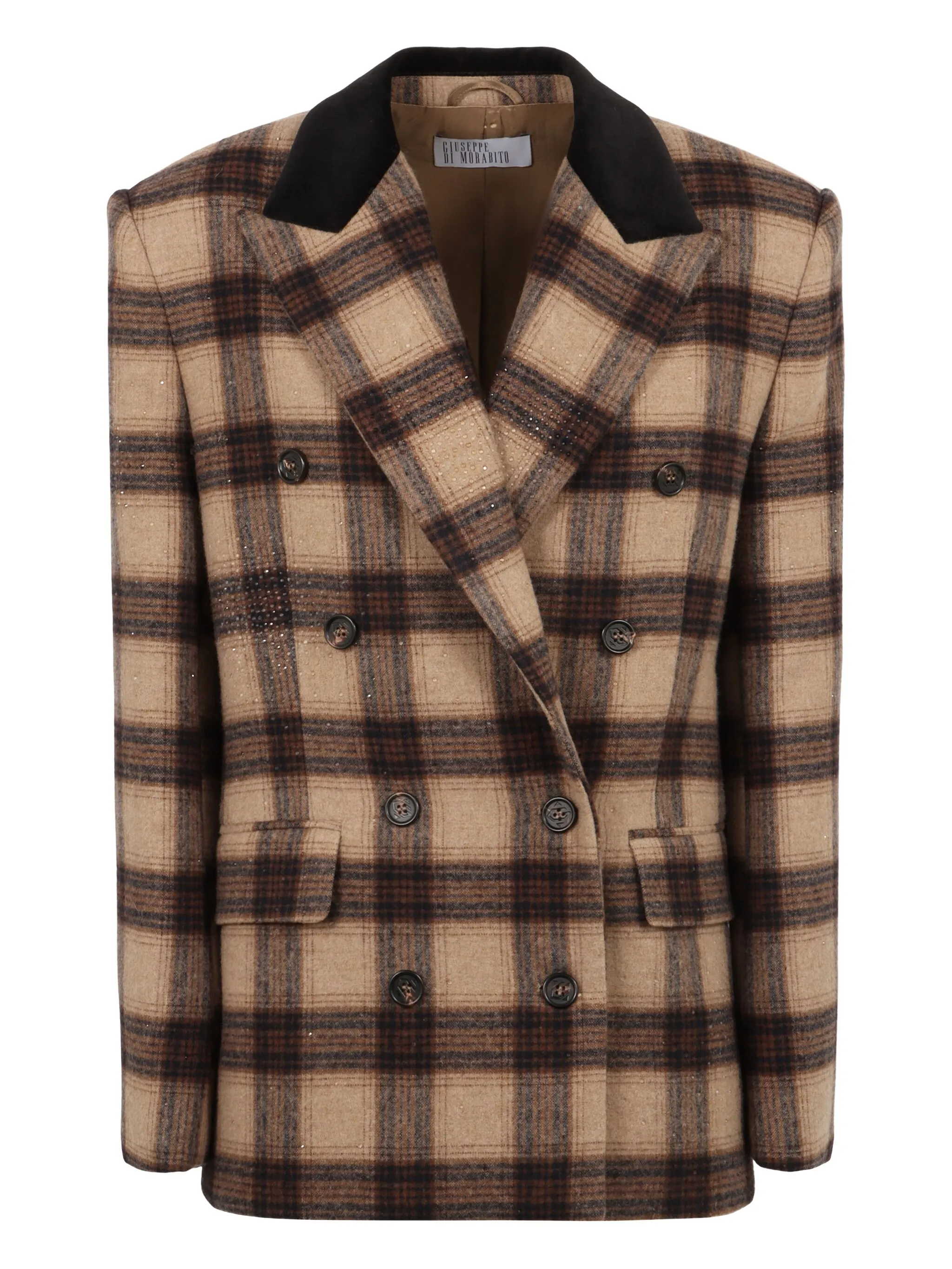 

Декорированный жакет в клетку Giuseppe Di Morabito, бежевый