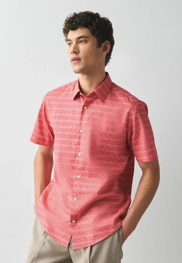 Рубашка Next, red palm geometric, красный пальмовый геометрический