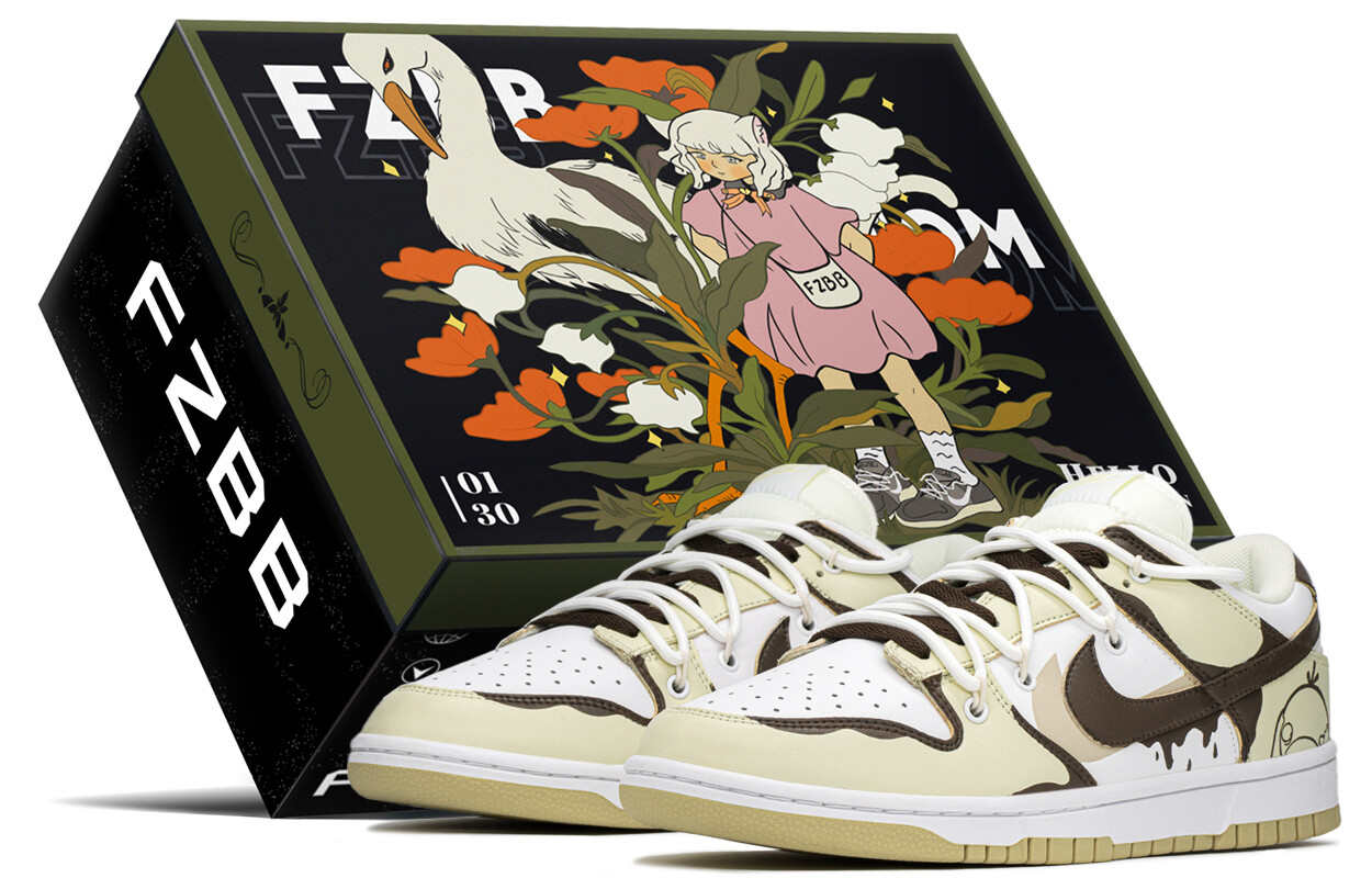 

Кроссовки Nike Dunk Skateboarding Shoes Men Low-top Brown/yellow, хаки/антрацит/черный