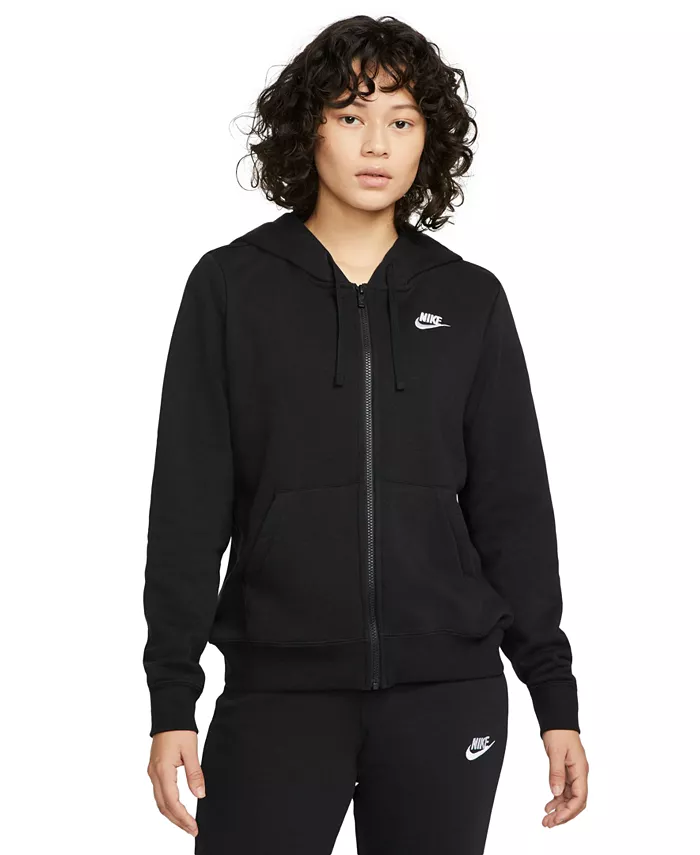 

Женская спортивная флисовая толстовка с капюшоном на молнии, размеры XS–3X Nike, черный