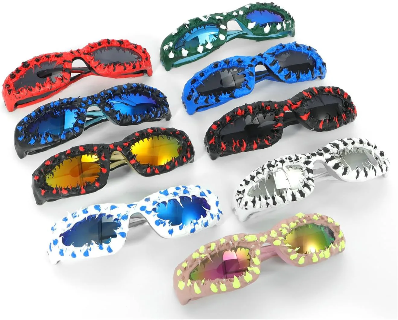 

Солнцезащитные очки Melrose Punk для мужчин, в стиле Y2K, хип-хоп, ретро, ​​забавные, для вечеринок, преувеличенные, женские, защитные очки 04029, White Black