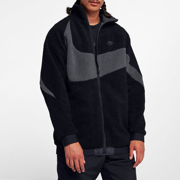 Куртка Nike Zipper Stand Collar polar fleece Large Logo Reversible Casual Jacket Black, черный — фото 4