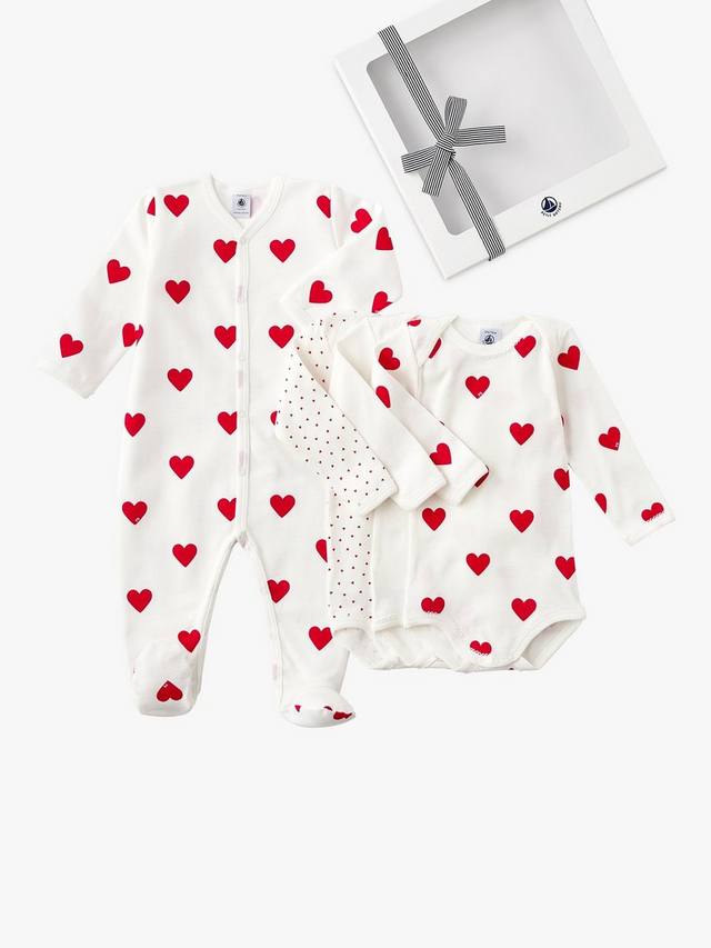 

Подарочный набор детского боди с принтом в виде сердечка и пижамы Petit Bateau, белый/разноцветный