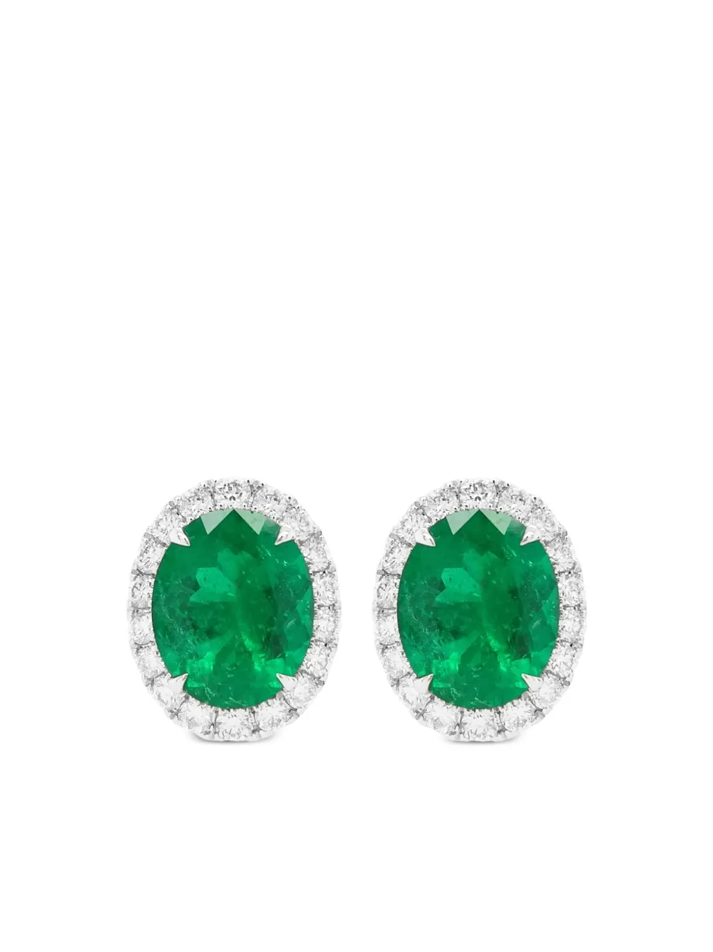 

Серьги из белого золота с изумрудами и бриллиантами HYT Jewelry, серебяный