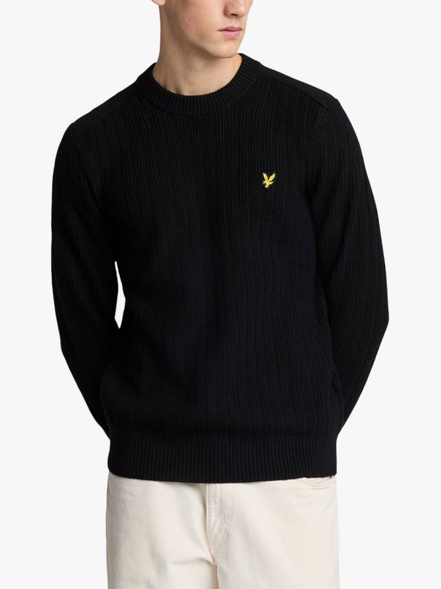 

Вязаный свитер с ребристым воротником из смесовой шерсти Lyle & Scott, Jet Black