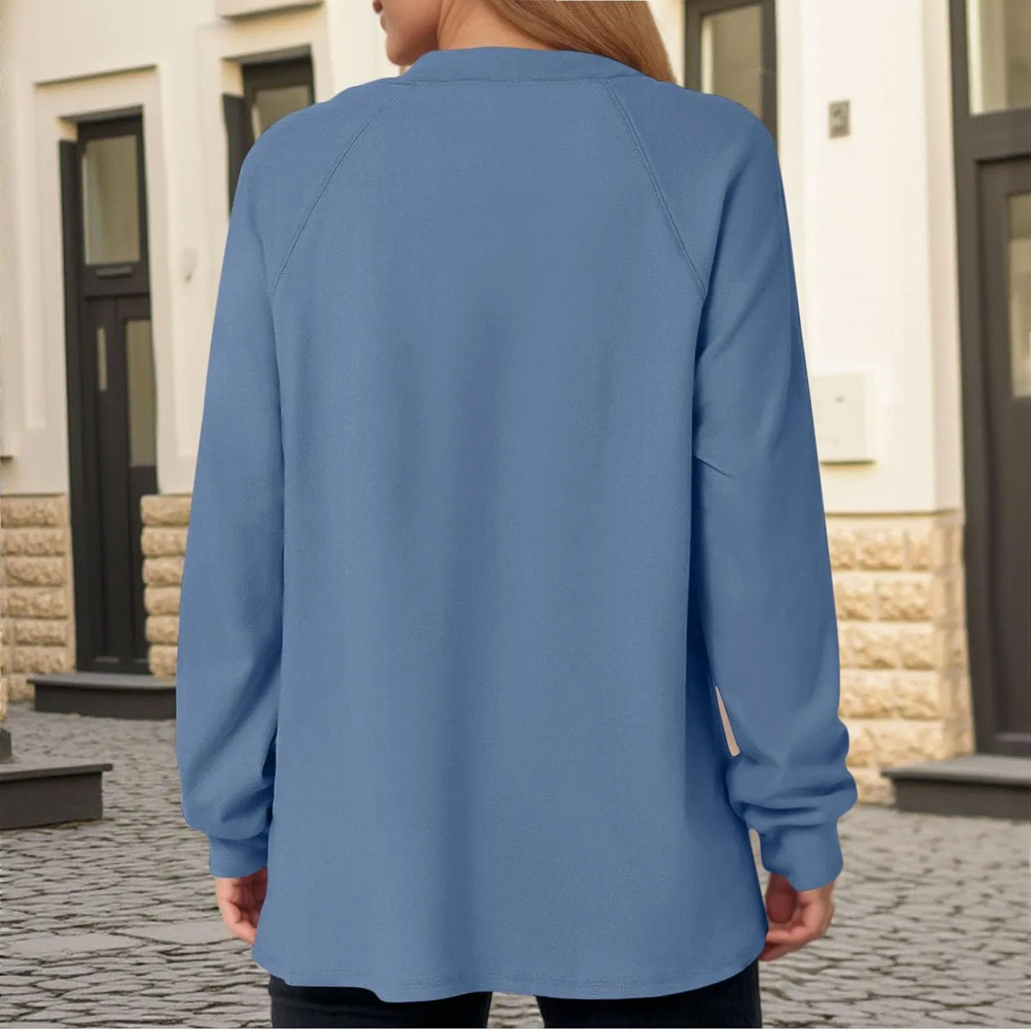 Женская худи-свитшот Snap Button Oversized, Blue — фото 3