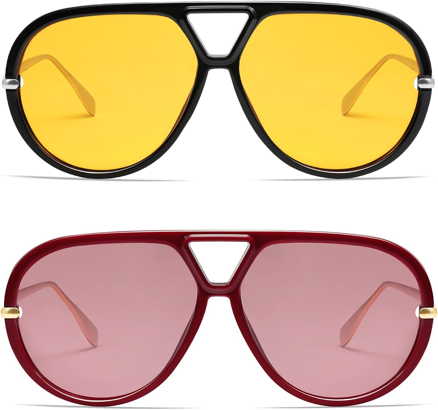 

Солнцезащитные очки-авиаторы VANLINKER большого размера, модные, поляризованные, для женщин и мужчин, ретро, ​​круглые, винтажные, в форме щита VL9798, 2 Pack-c2+c8-black/Yellow&wine Red/Light Red