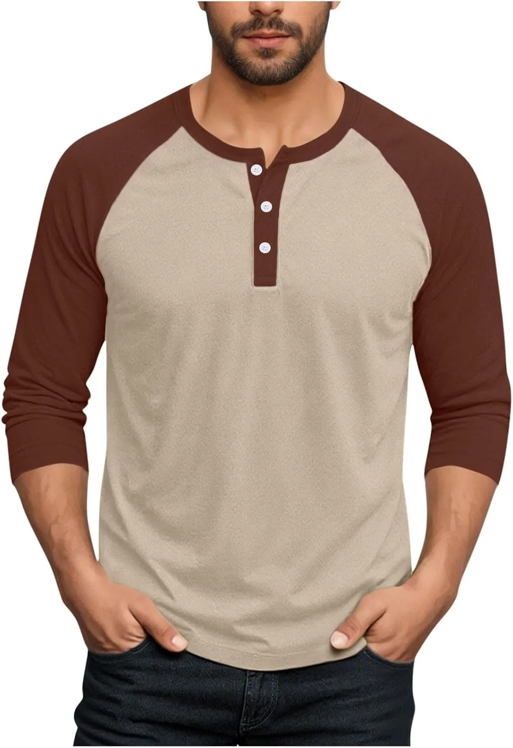 

Футболка Henley с рукавом 3/4