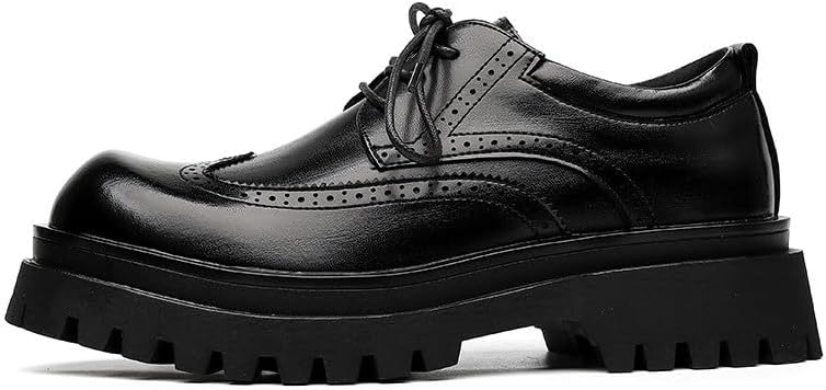 

Мужские туфли Santimon Mens Chunky Oxford классические броги с крыльями, деловые повседневные формальные кожаные туфли на шнуровке, черный