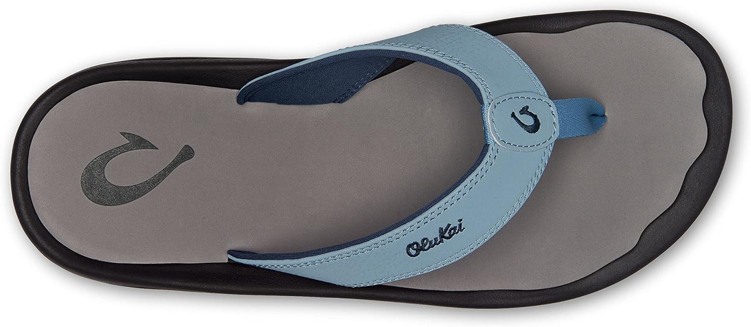 Мужские пляжные сандалии OLUKAI Ohana, водонепроницаемые шлепанцы, поддержка свода стопы и комфортная посадка, легкие и прочные, улучшенное сцепление и устойчивость, Sea Ice/Charcoal — фото 2