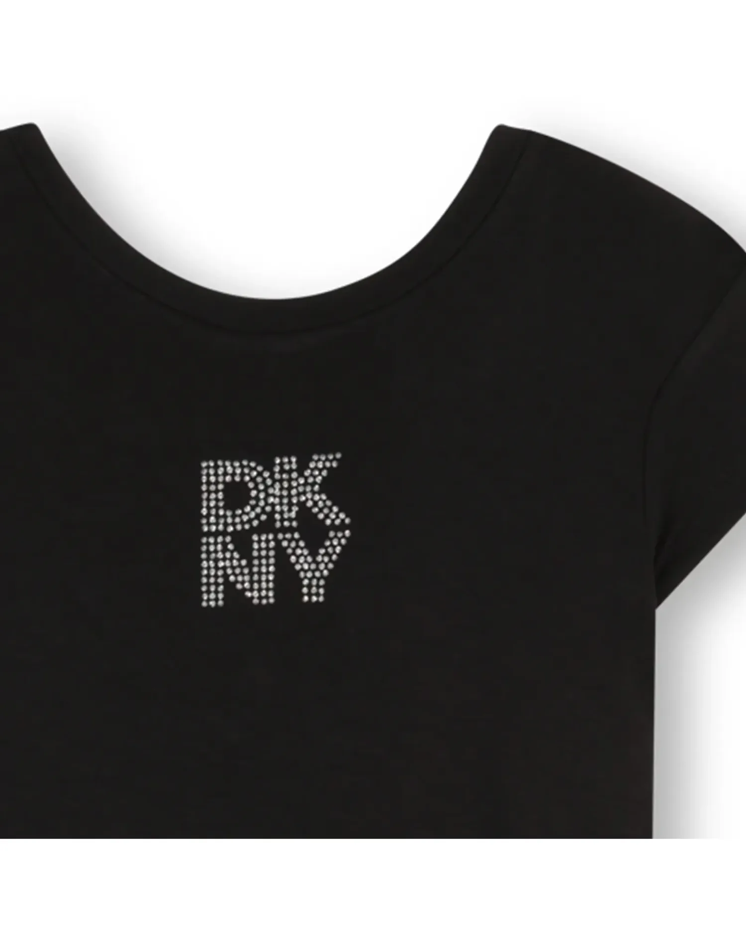 Платье для девочки с коротким рукавом однотонное DKNY, черный — фото 4