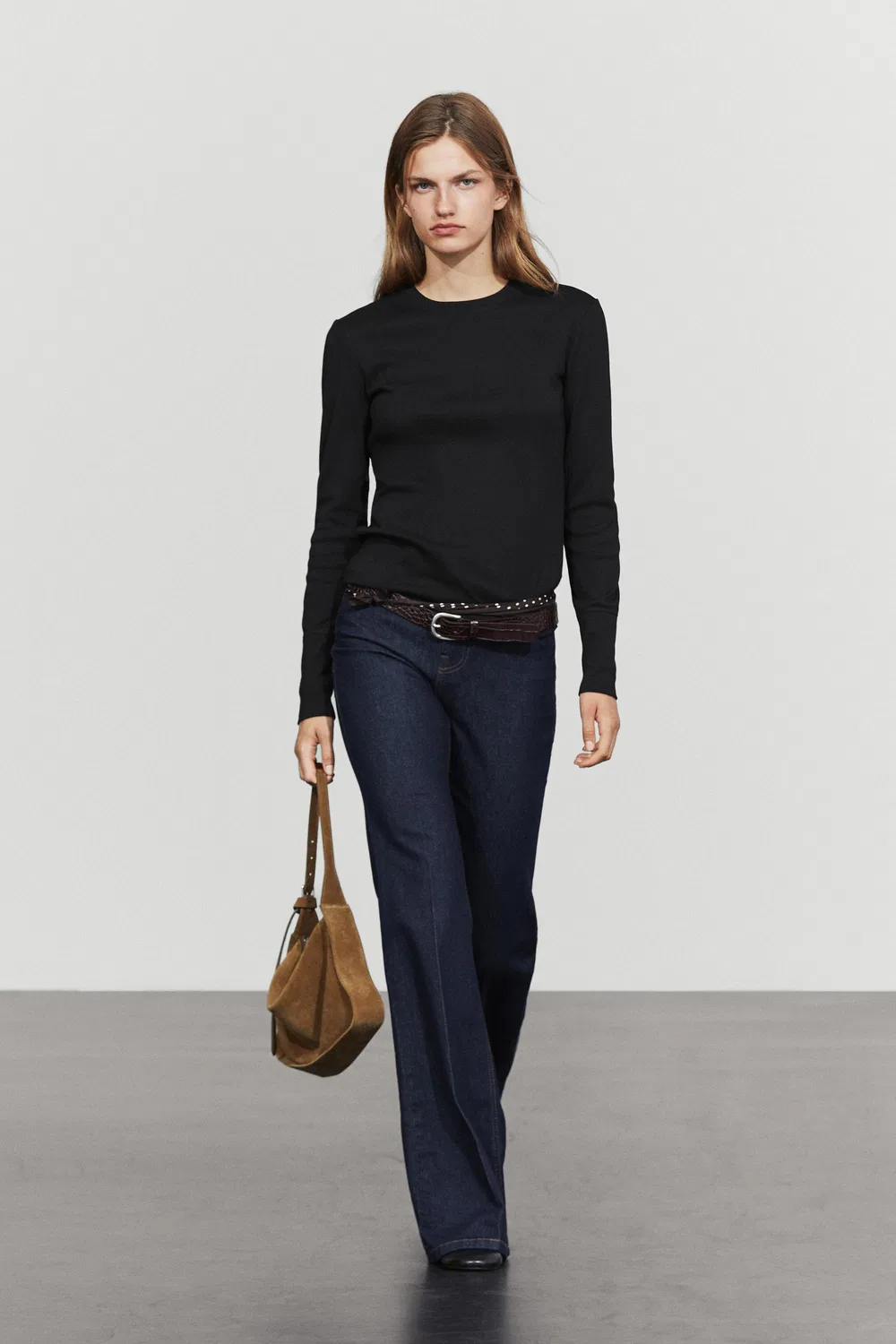 Лонгслив Massimo Dutti 100% Cotton, черный — фото 3