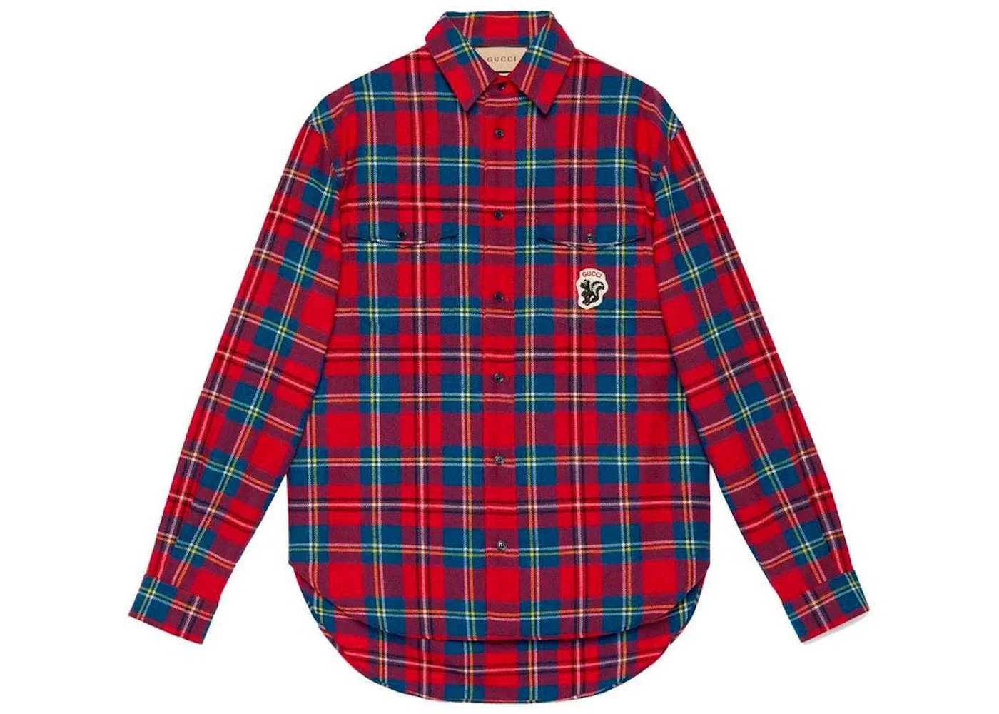 Мужская рубашка с принтом Gucci Tartan Skunk-Patch Gucci, Red