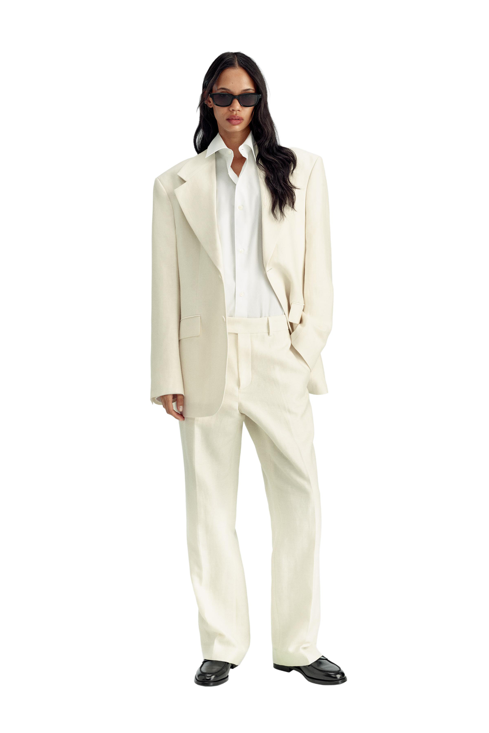 Брюки Zara Benito Antonio Collection Relaxed Fit Herringbone Linen - Wool Suit, экрю