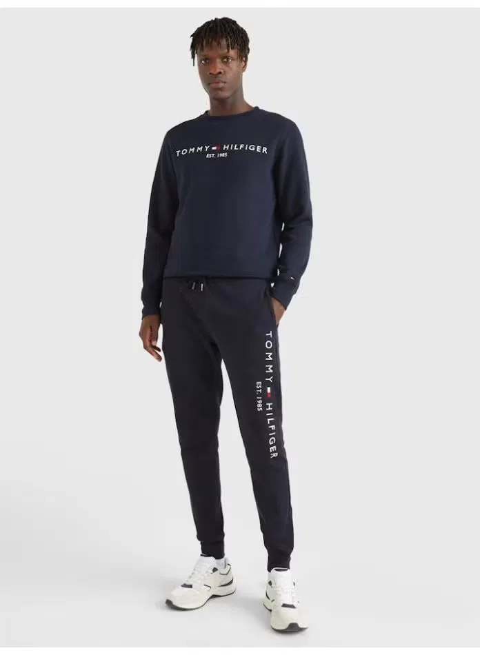 Джоггеры хлопковые с логотипом Tommy Hilfiger, темно-синий