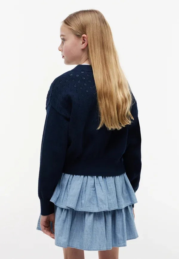 Кардиган хлопковый Pointelle Tommy Hilfiger Dark Night темно-синий — фото 3