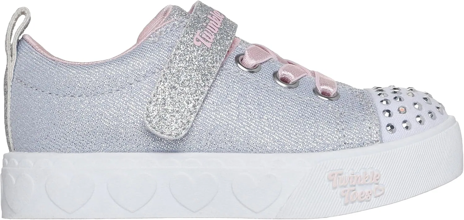 Детские кроссовки для девочек с принтом Heart Steps Shimmer Sweetie Skechers, Grey/Pink — фото 3