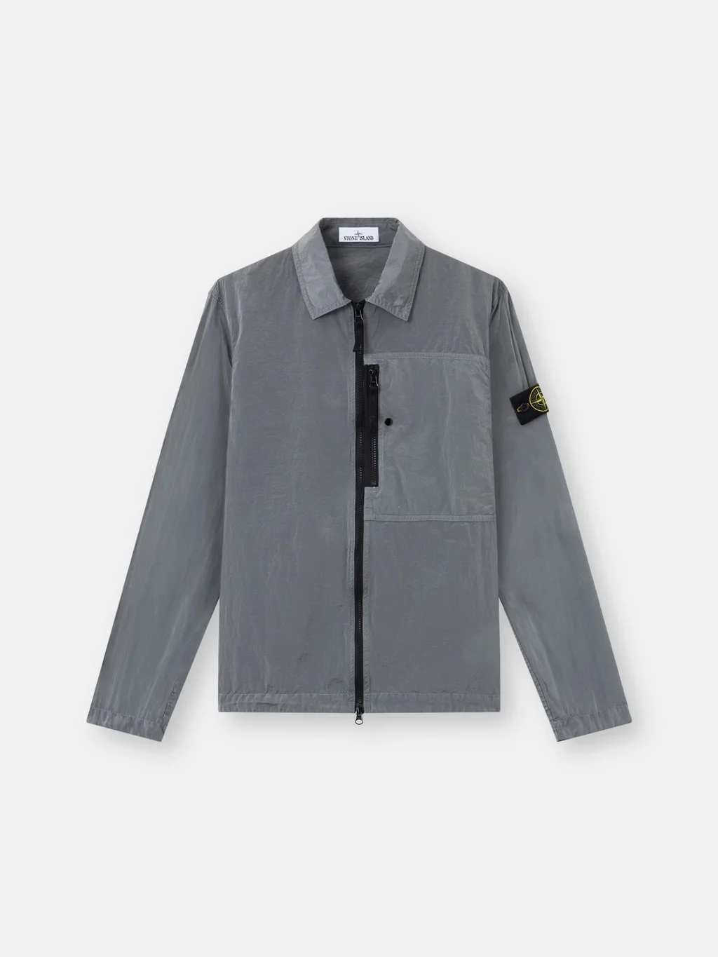 Рубашка-куртка Stone Island Zip-up With Chest Pocket, пепельно-серый — фото 2