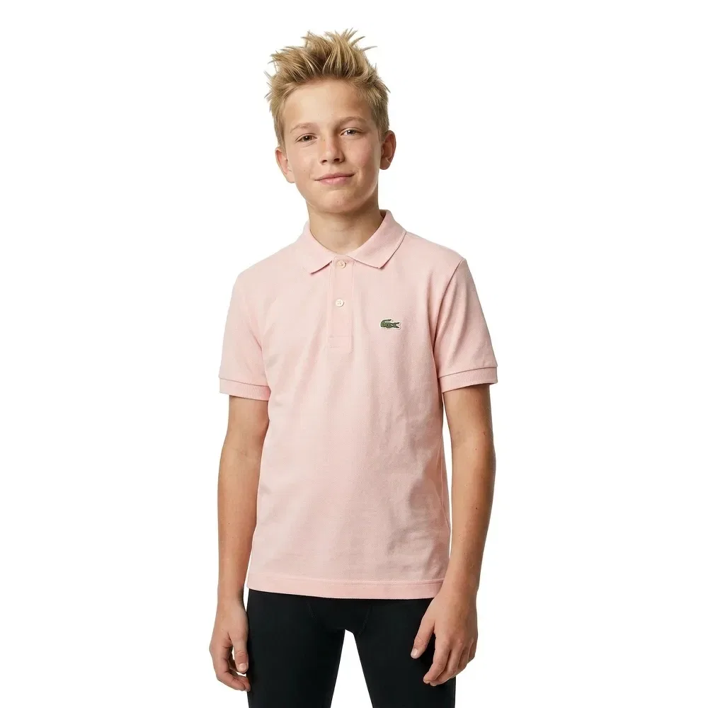 Поло с коротким рукавом Lacoste Kids, розовый — фото 3