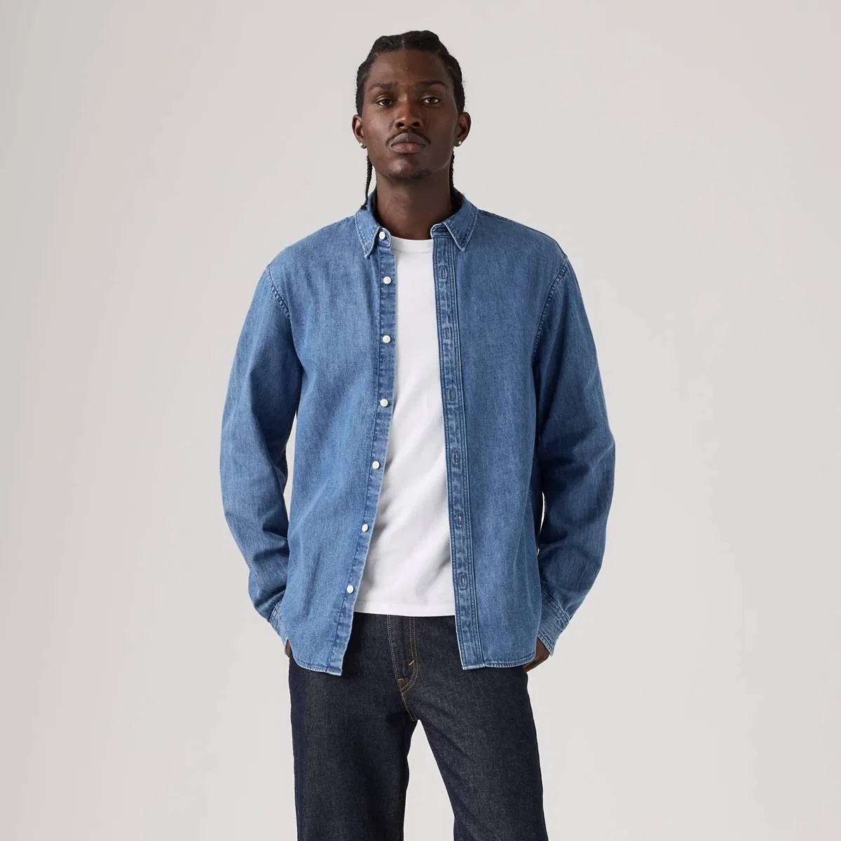 Классическая свободная джинсовая рубашка Levi's, Estella Mid Wash - Medium Wash — фото 3