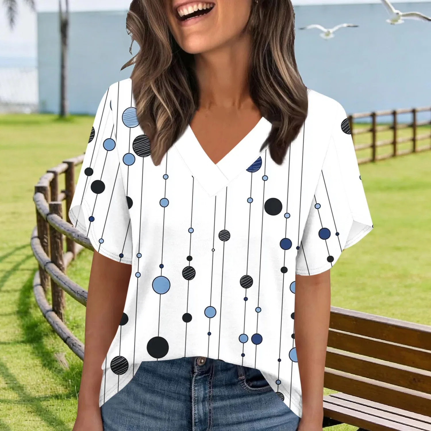 Женская футболка с принтом Summer Slim Short Sleeve, #15 Bianco — фото 3