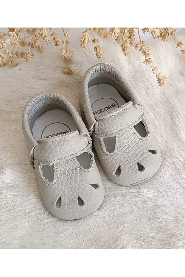 Детские ботиночки для девочек кожаные Hodore, Light Gray