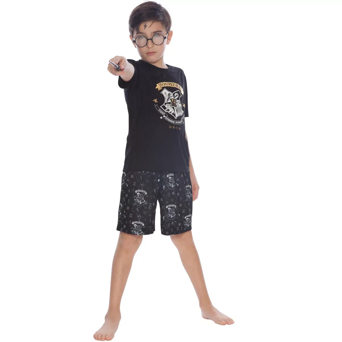 Детский комплект пижам с принтом Harry Potter Boys Little Hogwarts Wizard Crest Pajama Short Set Hogwarts, Hogwarts — фото 4