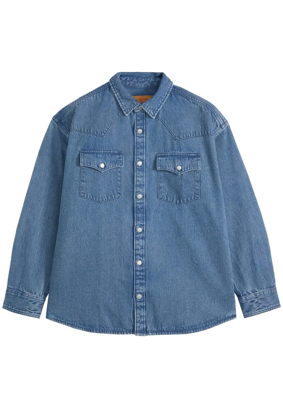 Рубашка LEVI'S Comfort fit на пуговицах 'DENAMORE WESTERN' из синей джинсовой ткани