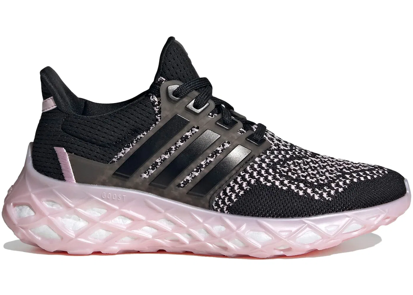 Детские кроссовки для мальчиков с технологией Boost Adidas Ultra Boost Web DNA, Core Black/Core Black/Clear Pink